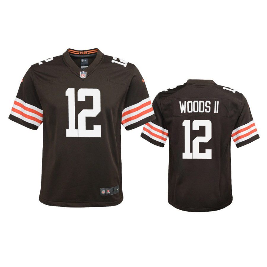 youth browns michael woods ii game brown jersey