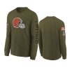 youth browns olive team logo long sleeve 2022 salute to service jersey
