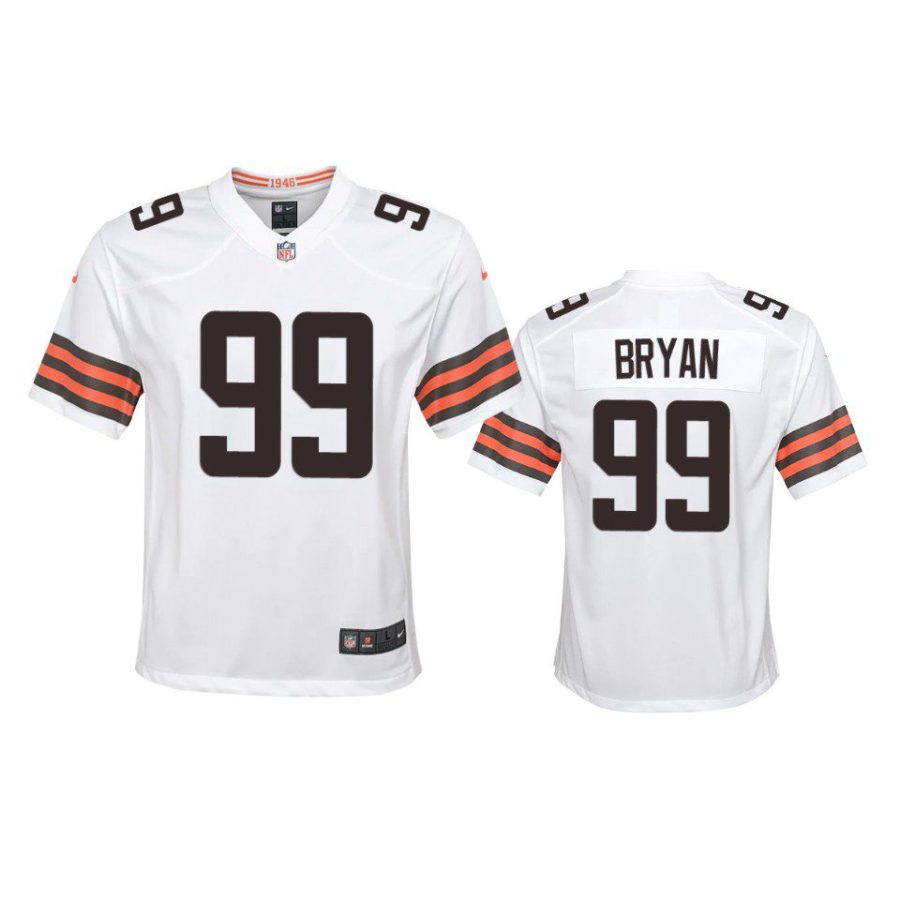youth browns taven bryan game white jersey