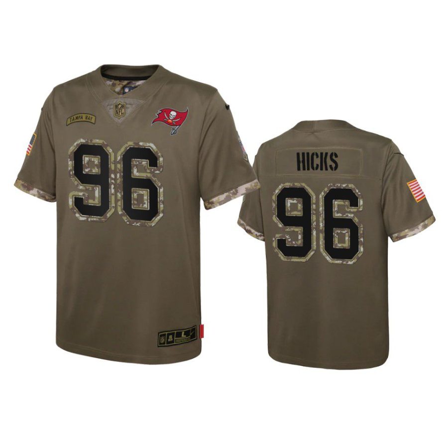 youth buccaneers akiem hicks olive limited 2022 salute to service jersey