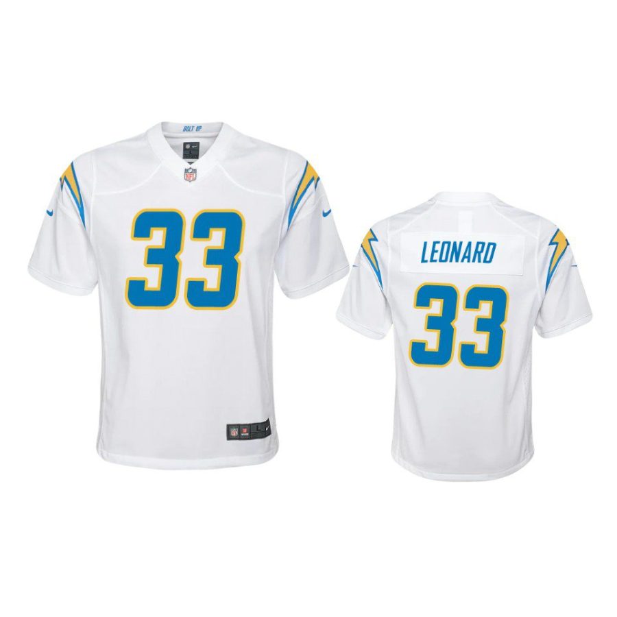 youth chargers deane leonard game white jersey