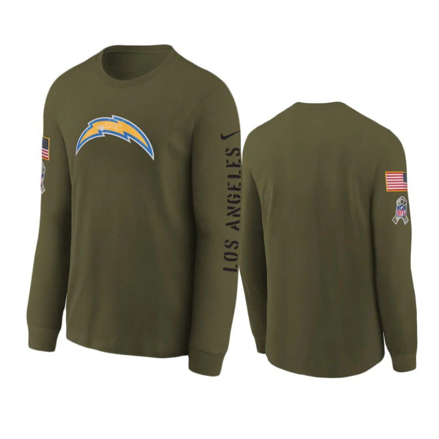 youth chargers olive team logo long sleeve 2022 salute to service jersey
