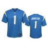 youth chargers quentin johnston game powder blue jersey