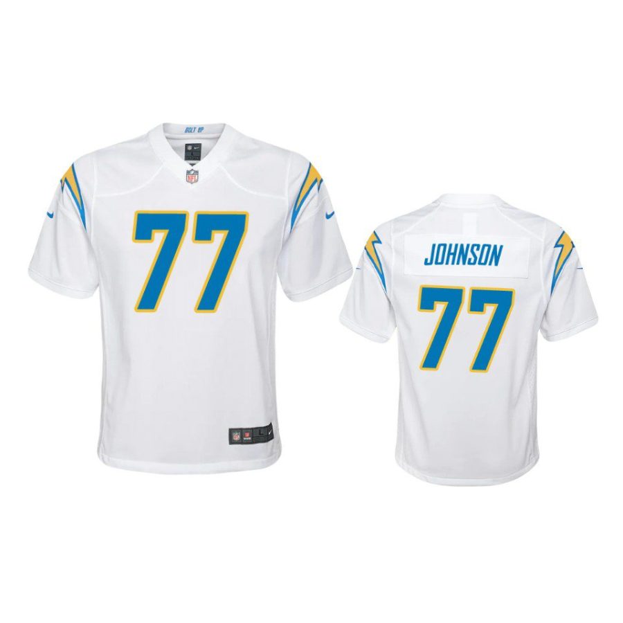 youth chargers zion johnson game white jersey