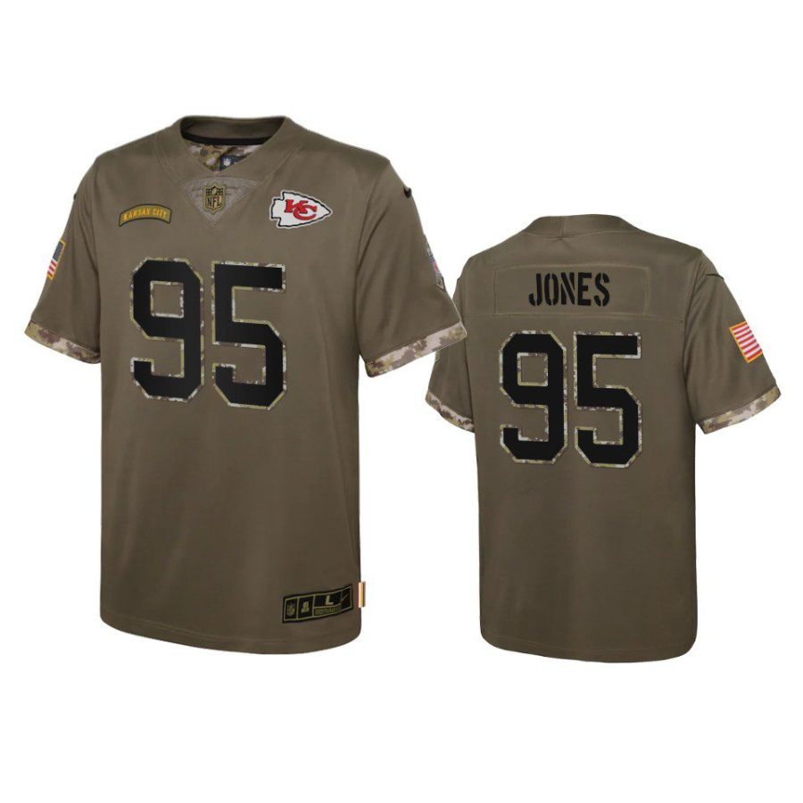 youth chiefs chris jones olive limited 2022 salute to service jersey