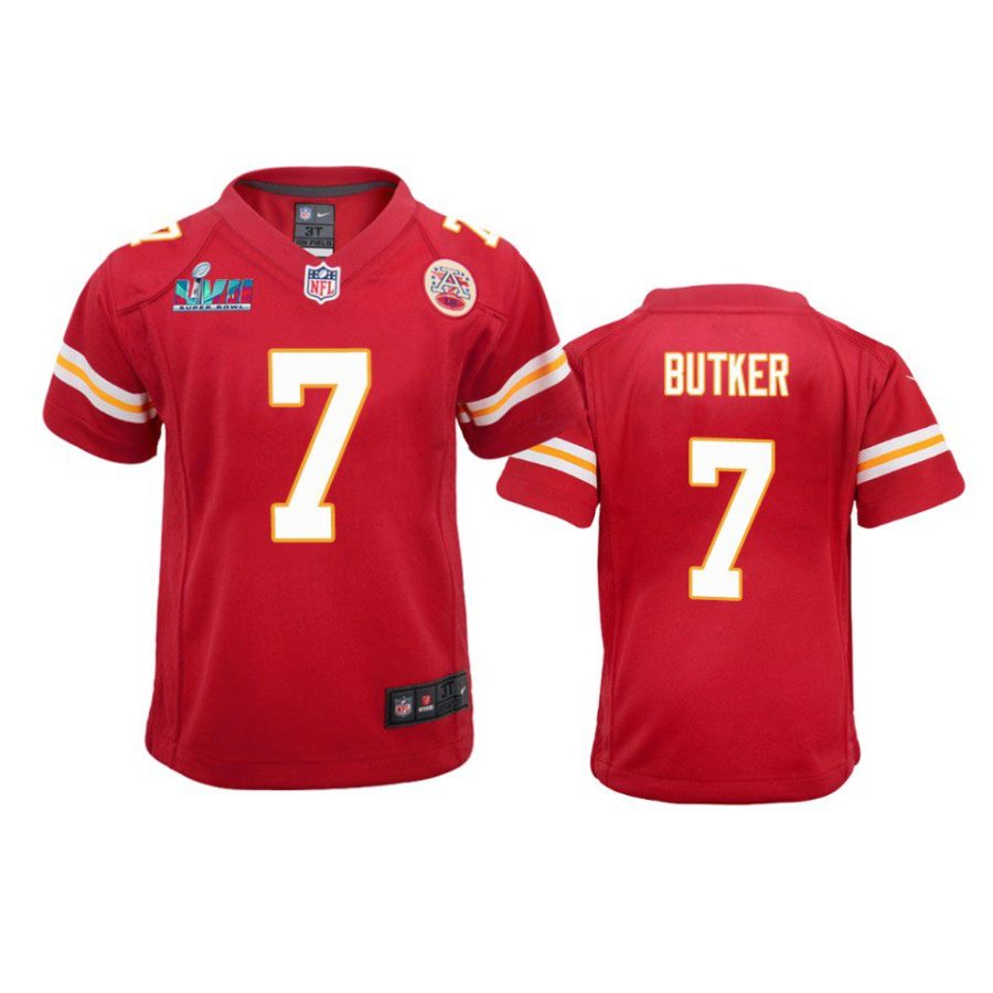 youth chiefs harrison butker red game super bowl lvii jersey