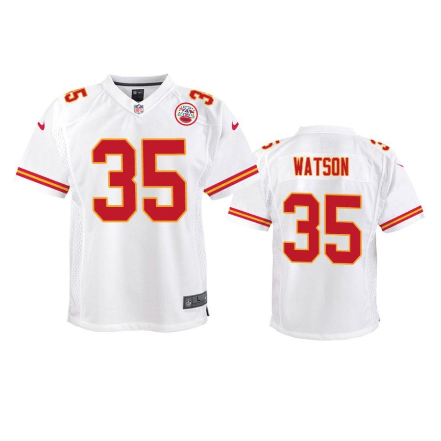 youth chiefs jaylen watson game white jersey