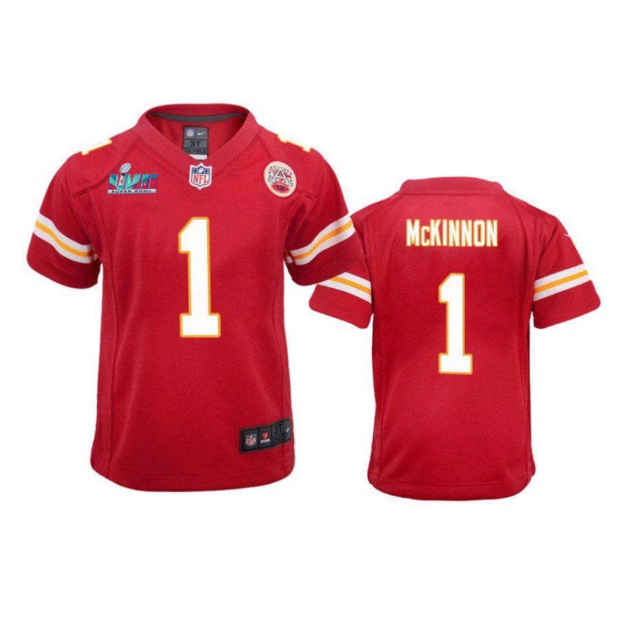 youth chiefs jerick mckinnon red game super bowl lvii jersey