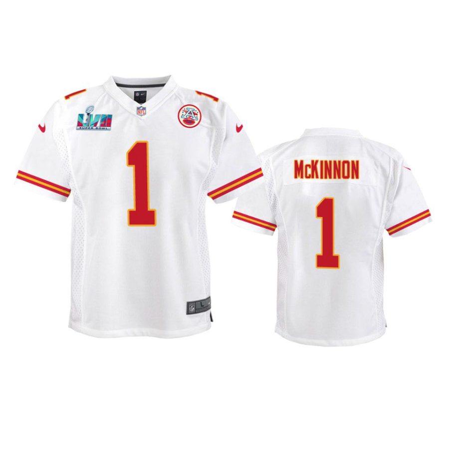 youth chiefs jerick mckinnon white game super bowl lvii jersey