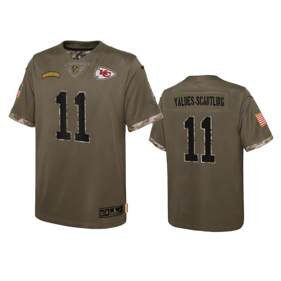 youth chiefs marquez valdes scantling olive limited 2022 salute to service jersey