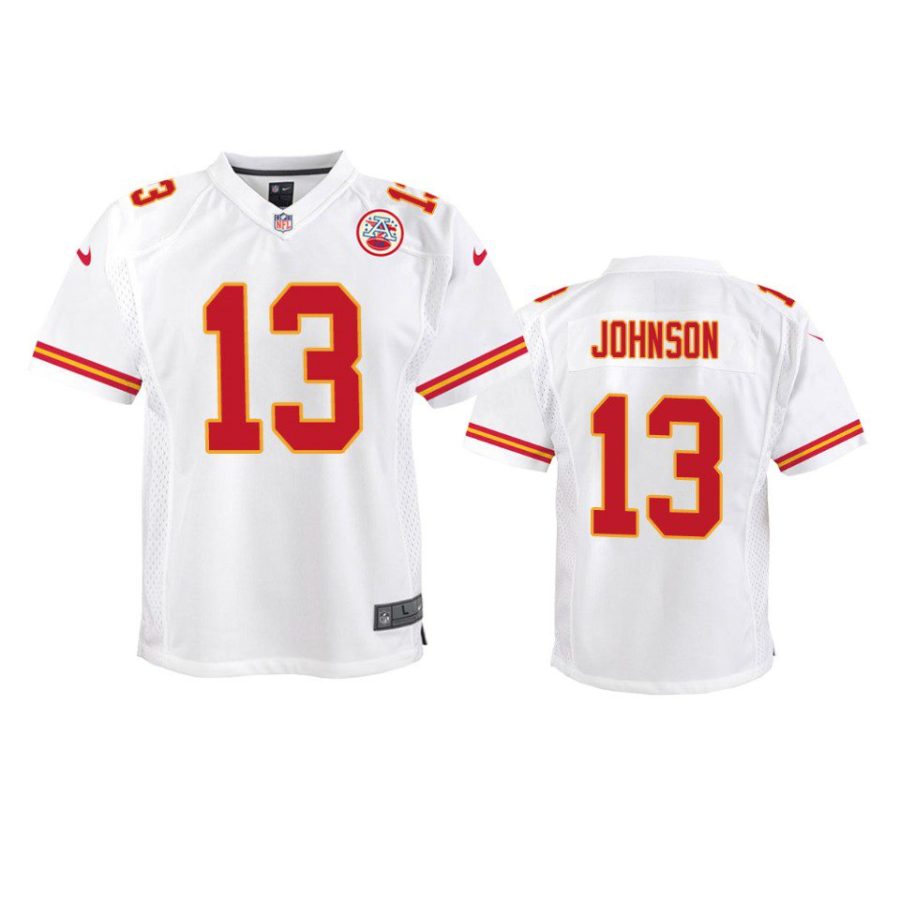 youth chiefs nazeeh johnson game white jersey