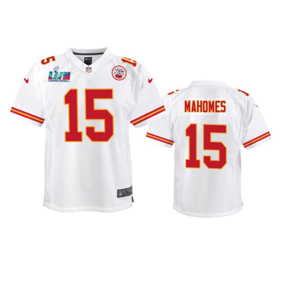 youth chiefs patrick mahomes white game super bowl lvii jersey