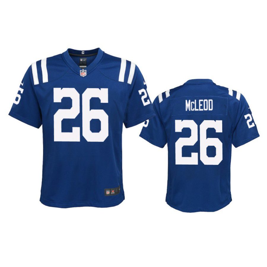 youth colts rodney mcleod game royal jersey