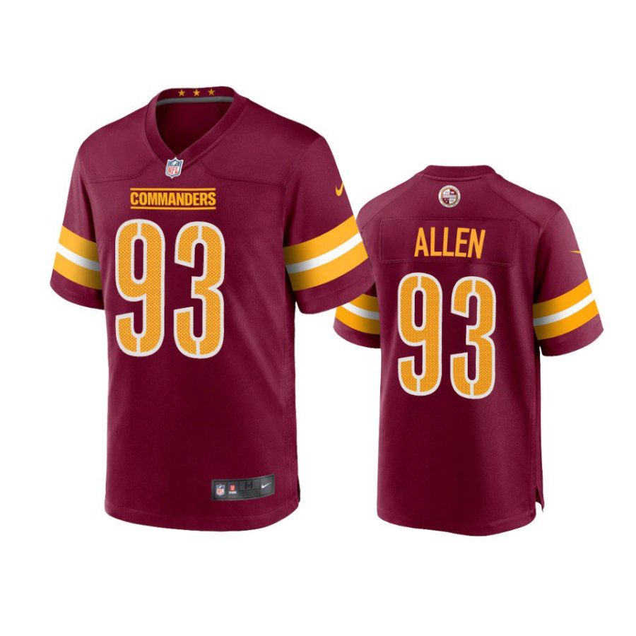 youth commanders jonathan allen game burgundy gold jersey
