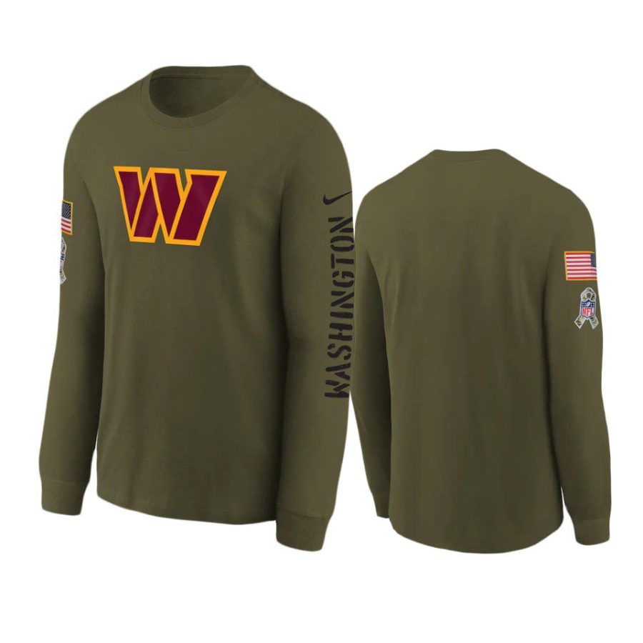 youth commanders olive team logo long sleeve 2022 salute to service jersey