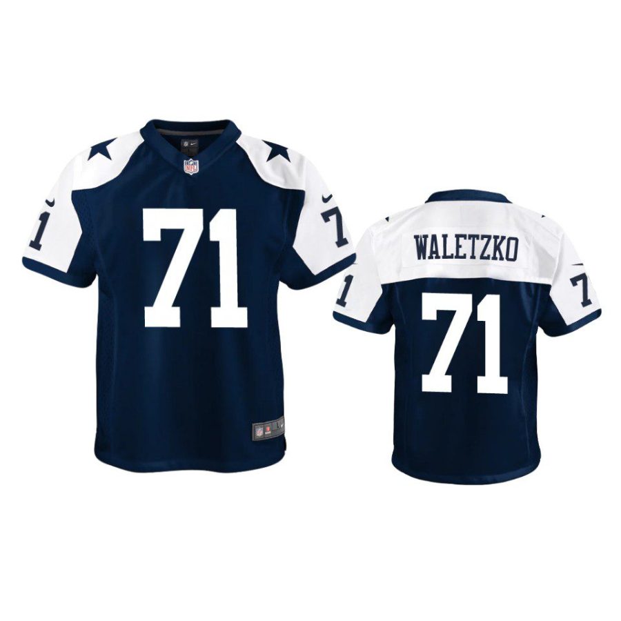 youth cowboys matt waletzko alternate game navy jersey