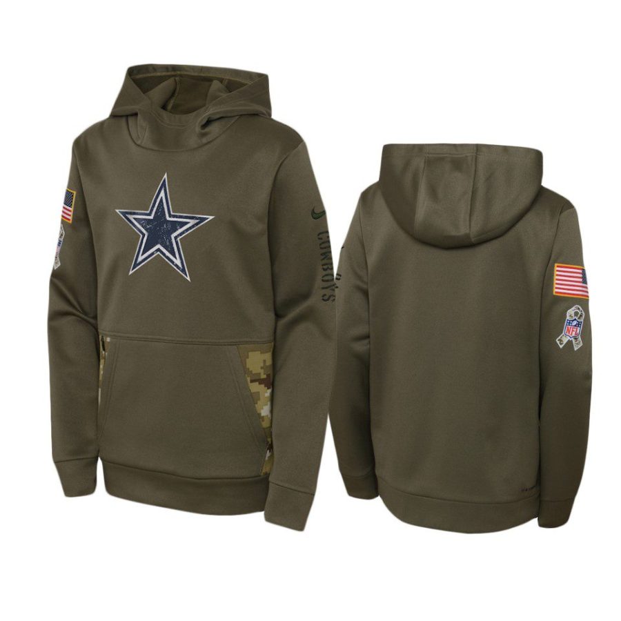 youth cowboys olive 2022 salute to service hoodie