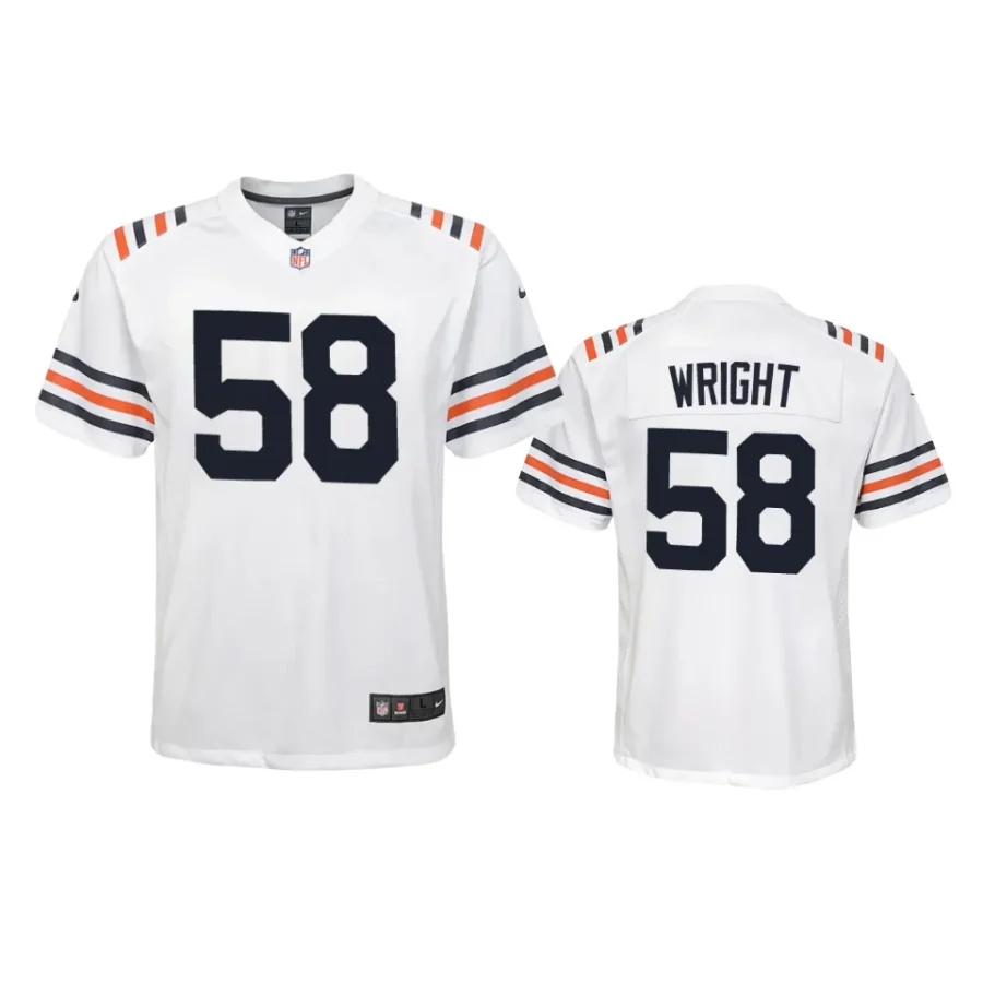youth darnell wright bears white classic game jersey