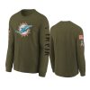 youth dolphins olive team logo long sleeve 2022 salute to service jersey