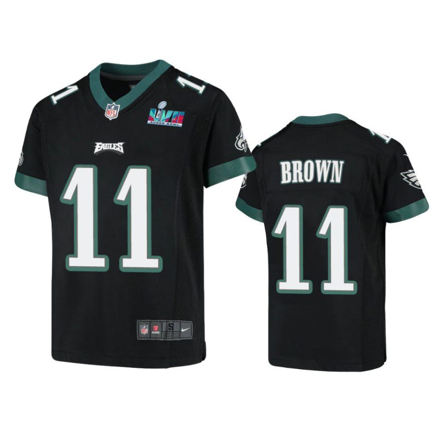 youth eagles a.j. brown black game super bowl lvii jersey