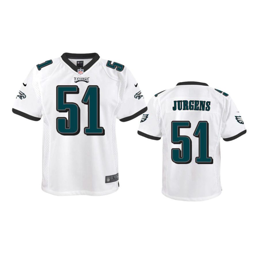 youth eagles cam jurgens game white jersey