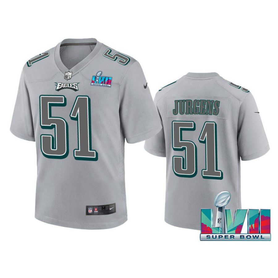 youth eagles cam jurgens gray atmosphere super bowl lvii jersey