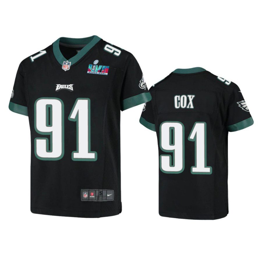 youth eagles fletcher cox black game super bowl lvii jersey