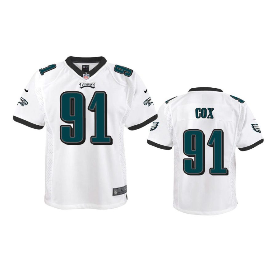 youth eagles fletcher cox game white jersey