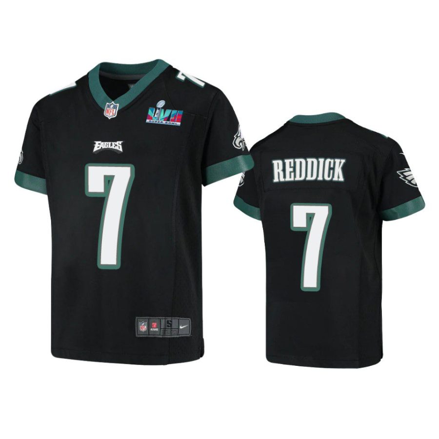 youth eagles haason reddick black game super bowl lvii jersey