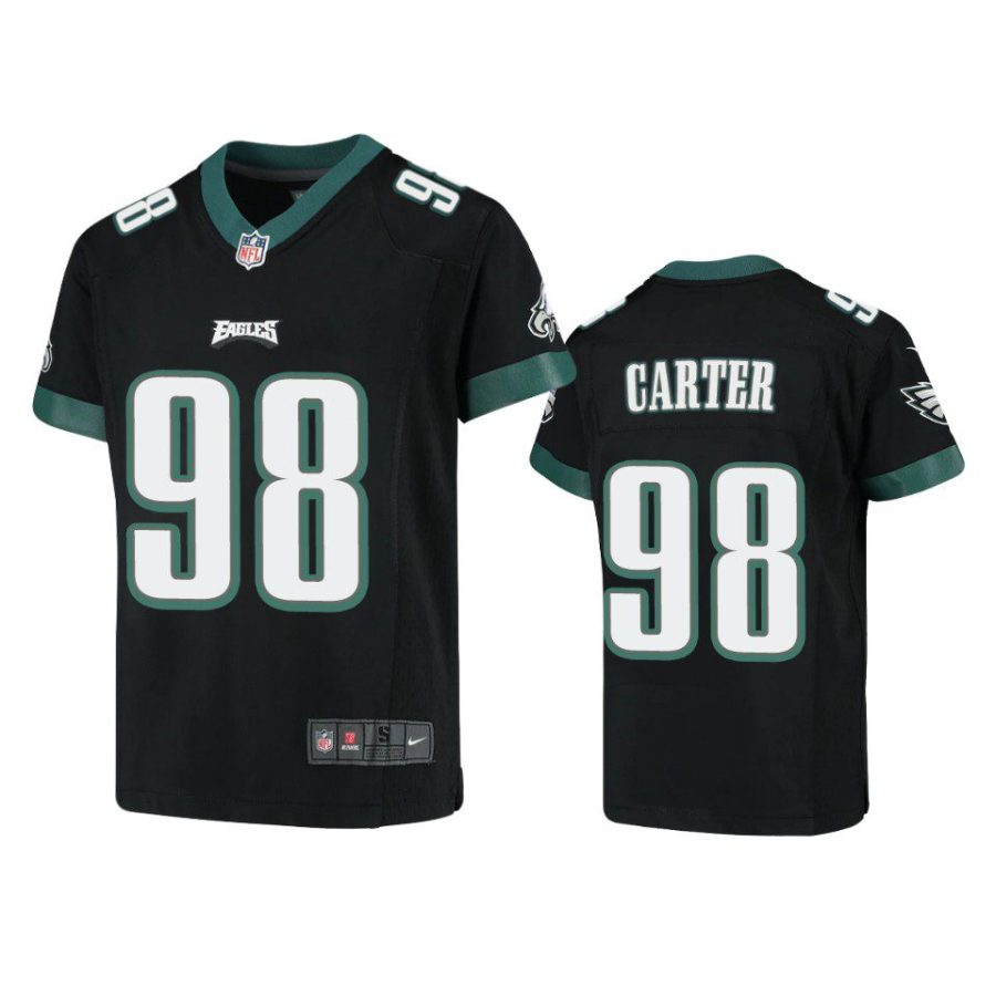 youth eagles jalen carter game black jersey