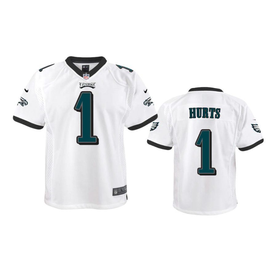 youth eagles jalen hurts game white jersey