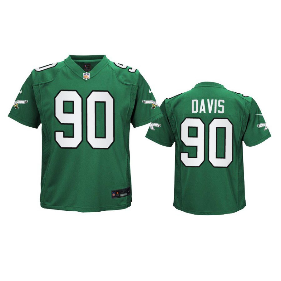 youth eagles jordan davis alternate game kelly green jersey