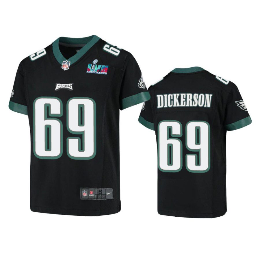 youth eagles landon dickerson black game super bowl lvii jersey