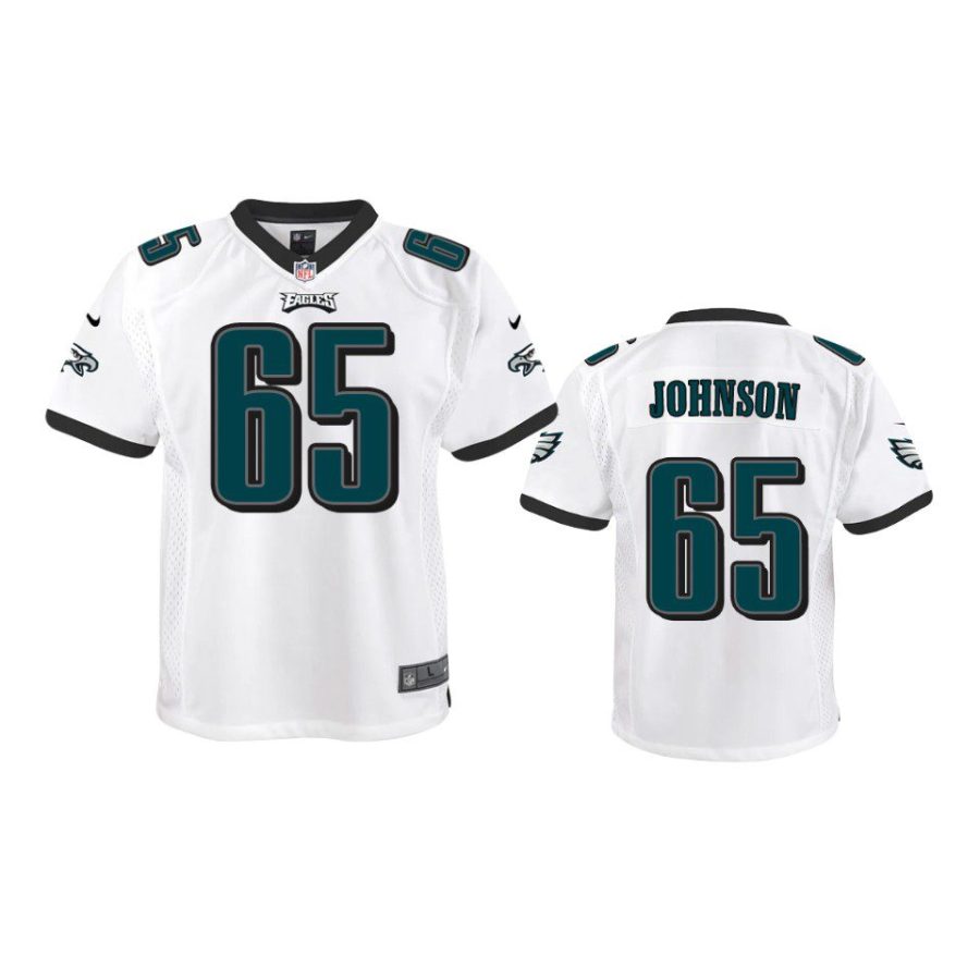 youth eagles lane johnson game white jersey