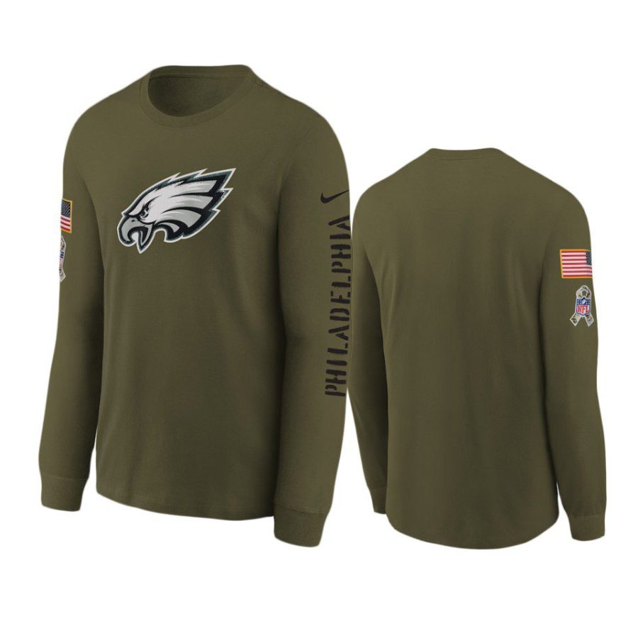 youth eagles olive team logo long sleeve 2022 salute to service jersey