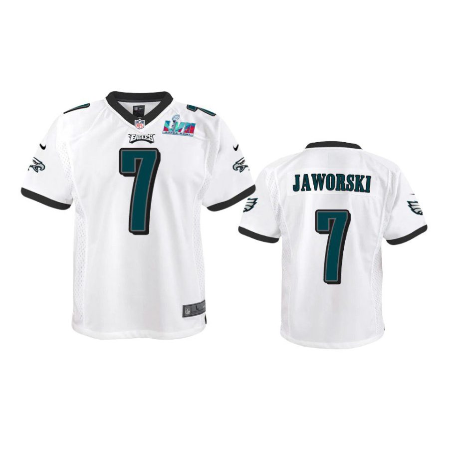 youth eagles ron jaworski white game super bowl lvii jersey