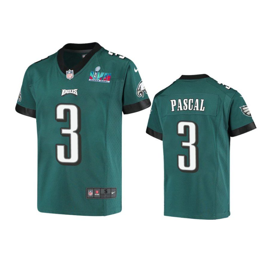 youth eagles zach pascal midnight green game super bowl lvii jersey