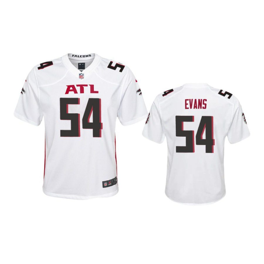 youth falcons rashaan evans game white jersey