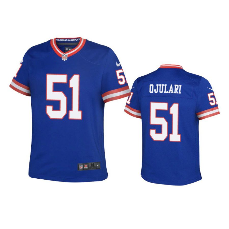 youth giants azeez ojulari classic game royal jersey