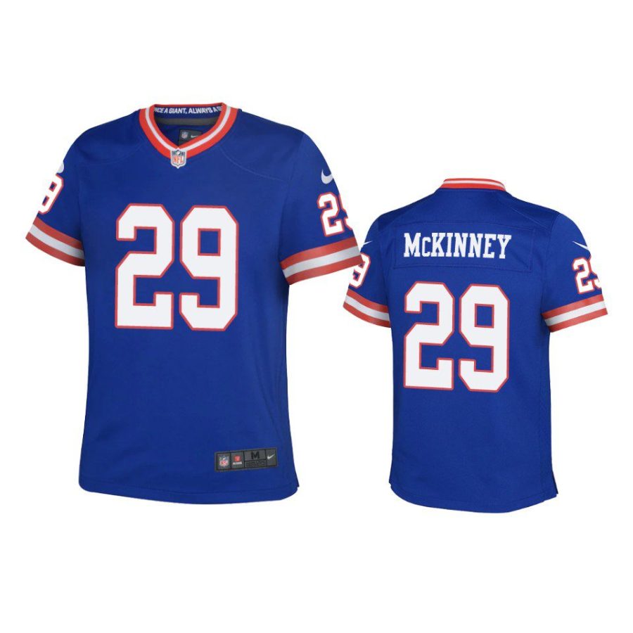 youth giants xavier mckinney classic game royal jersey