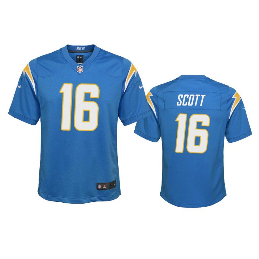 youth j.k. scott chargers powder blue game jersey