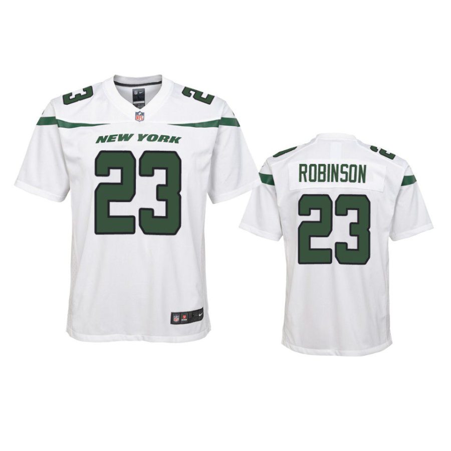 youth james robinson jets white game jersey