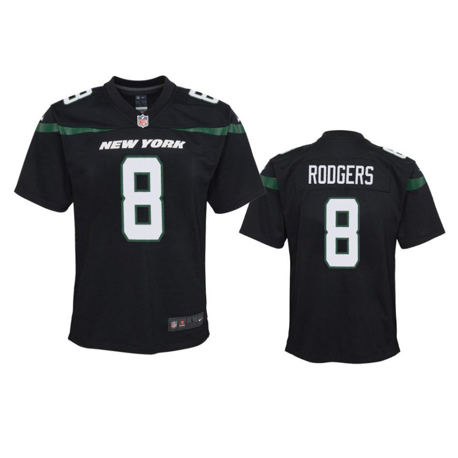 youth jets aaron rodgers game black jersey