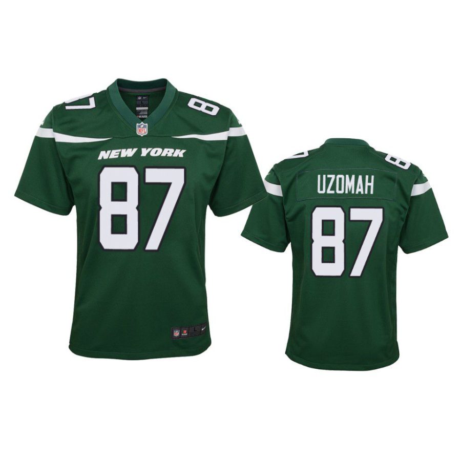 youth jets c.j. uzomah game green jersey