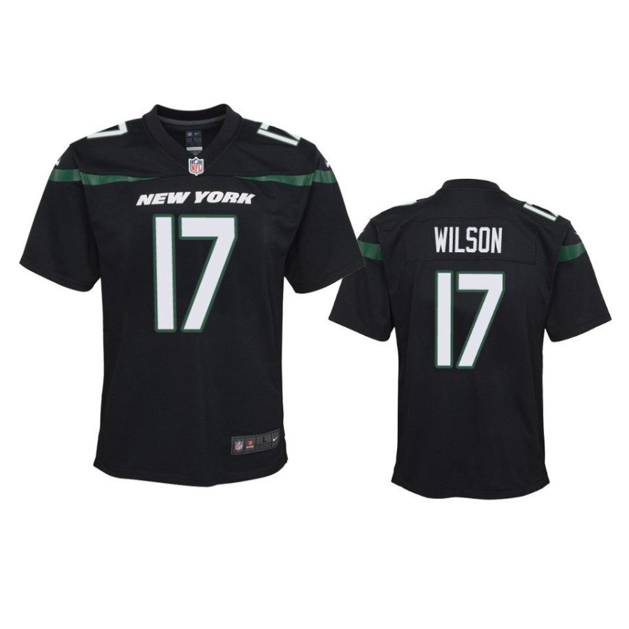 youth jets garrett wilson game black jersey