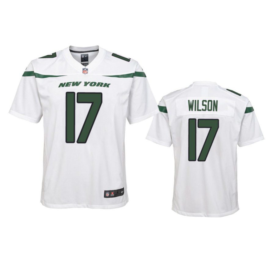 youth jets garrett wilson game white jersey