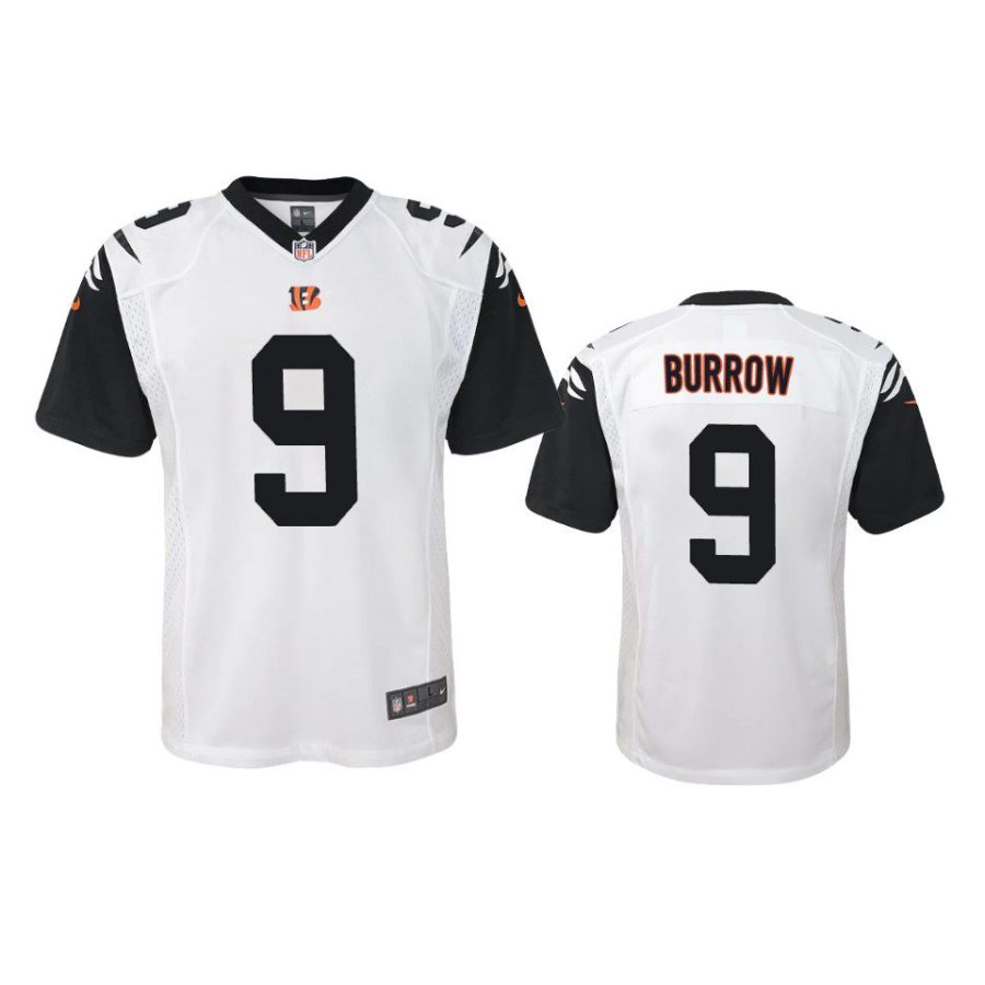 youth joe burrow bengals white game jersey