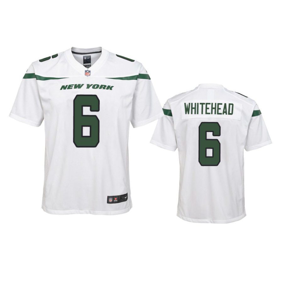 youth jordan whitehead jets white game jersey