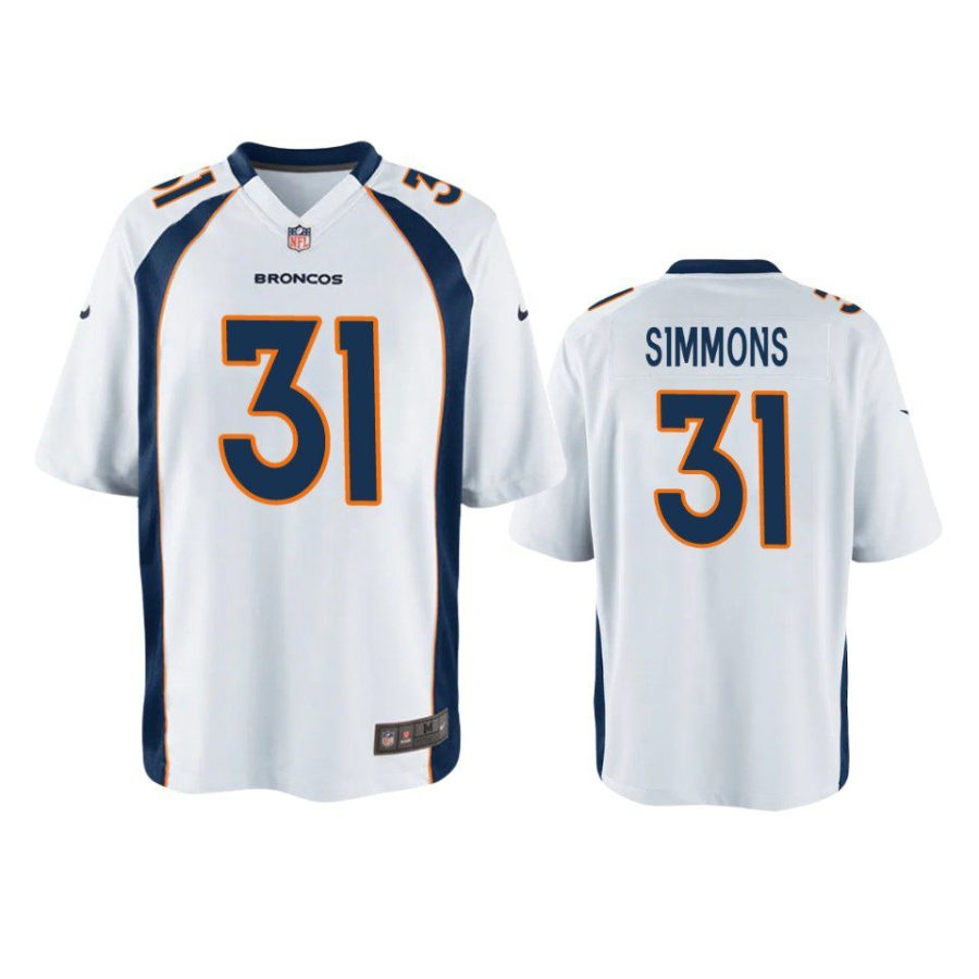 youth justin simmons broncos white game jersey