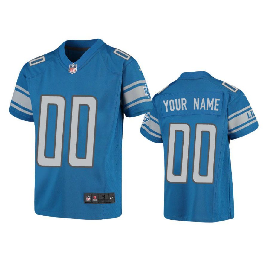youth lions custom game blue jersey